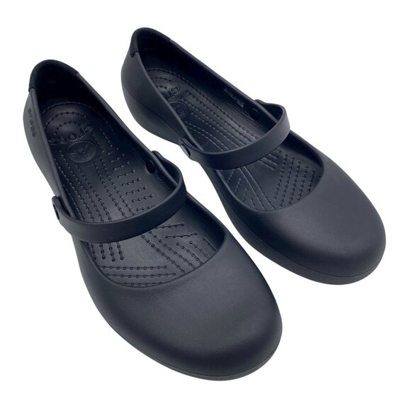 Crocs Alice Work Mary Jane Flats Women’s 12 Black Slip Resistant Clogs 11050 - Picture 1 of 11